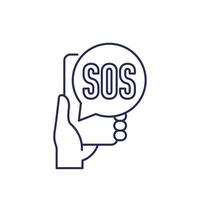 SOS message in a phone line icon vector