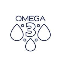 omega 3 icon with oil drops, line vector