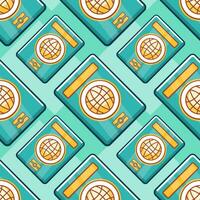 Vector pattern on the theme of travel and passports in a cute cartoon style.