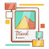 Vector composition on the theme of Egypt and the pyramids in a cute cartoon style.