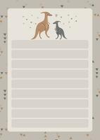 A template for simple planners and to-do lists for kids with cute illustrations in pastel colors. Children planners, schedules, agenda, checklists, and other baby stationery in a Scandinavian style. vector