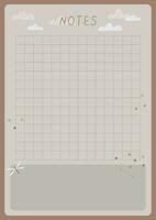 A template for simple planners and to-do lists for kids with cute illustrations in pastel colors. Children planners, schedules, agenda, checklists, and other baby stationery in a Scandinavian style. vector