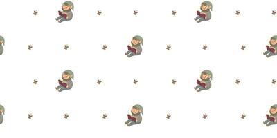 Seamless pattern with cute gnome. Fabulous illustration for children. Can be used for fabric, wrapping, wallpapers, web page backgrounds, textile. vector