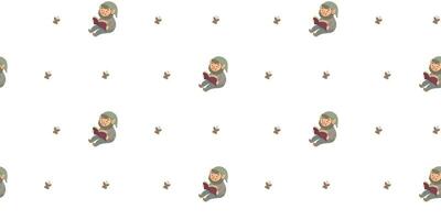 Seamless pattern with cute gnome. Fabulous illustration for children. Can be used for fabric, wrapping, wallpapers, web page backgrounds, textile. vector