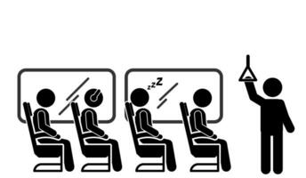 vector illustration of bus passengers, bus seats, train passengers, train seats