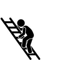 vector illustration of a man on a ladder