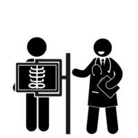 vector illustration of a man having a medical check up with x-ray, radiology