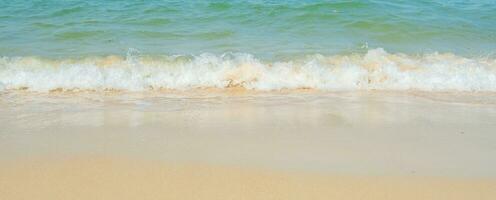 Beautiful horizon Landscape summer panorama front view point tropical sea beach white sand clean and blue sky background calm Nature ocean Beautiful  wave water travel at Sai Kaew Beach thailand photo