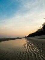 landscape viewpoint vertical  summer sea wind wave cool holiday calm coastal sunset sky light orange golden evening day look calm Nature tropical Beautiful sea water travel Bangsaen Beach thailand photo