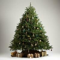 ai generado Navidad árbol con regalos y decoraciones foto