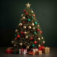 AI generated christmas tree with gifts photo