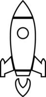 Rocket launch icon in line isolated on Startup Rocket ship with fire, Flying rocket icon. Space travel. Project start up sign. Creative idea symbol. vector for apps, web