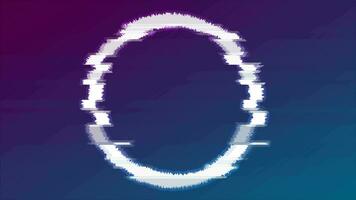 Abstract glitch effect luminous circle video animation