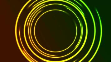 Vibrant glowing neon circles video animation