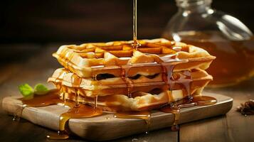 AI generated dessert delicious waffle food photo