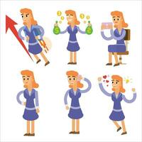 Set of business woman character. Vector illustration in a flat style.