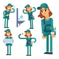 Plumber character set. Cartoon illustration of plumber character set for web design vector