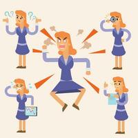 Set of business woman character. Vector illustration in a flat style.