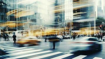 AI generated traffic blur urban business photo