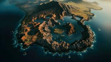 AI generated magma volcanic island landscape photo