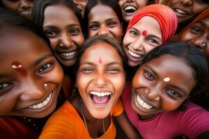 AI generated indian women smiling together diversity concept with Generative AI photo