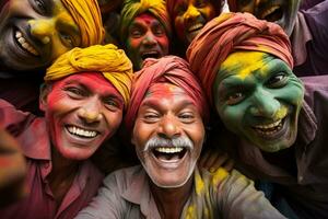 AI generated indian men smiling together diversity concept with Generative AI photo
