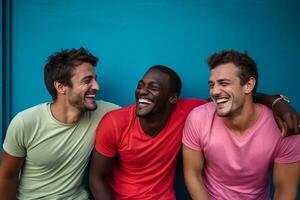 ai generado africano y americano hombres sonriente juntos diversidad concepto con generativo ai foto