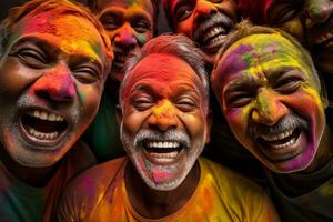 AI generated indian men smiling together diversity concept with Generative AI photo
