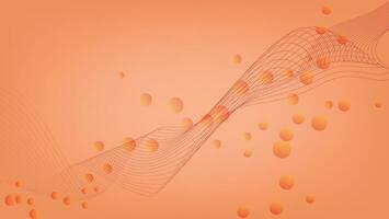 abstract background with wavy line and circle on orange color vector