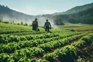 AI generated Sustainable Organic Farming Eco-Friendly Practices in Lush Greenery photo