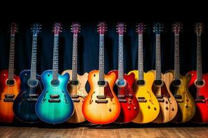 ai generado varios de eléctrico guitarras colección con generativo ai foto