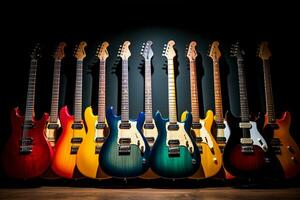 AI generated several of electric guitars collection with Generative AI photo