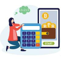 bitcoin calculadora ilustración vector