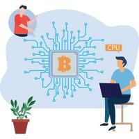 bitcoin minería mediante UPC ilustración vector