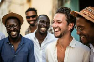 AI generated african and american men smiling together diversity concept with Generative AI photo