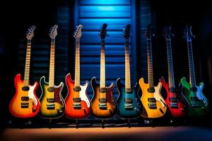 AI generated several of electric guitars collection with Generative AI photo