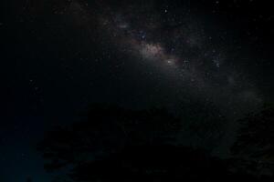 Milky way and stars in dark night photo