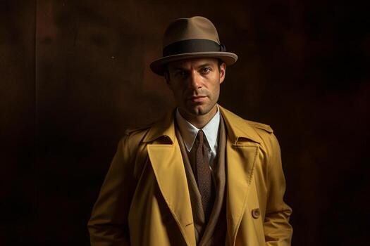 AI generated handsome man model wearing yellow suit with Generated AI photo