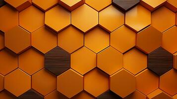 AI generated Vibrant and colorful geometric abstract background with hexagonal elements in shades of orange photo