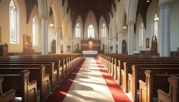 AI generated captivating and serene  a radiant easter sunday service in a light filled church interior photo
