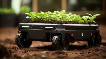 AI generated Robotic assistance revolutionizing agriculture  modernizing farming with robotic technology photo