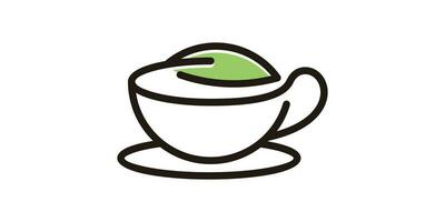 logo design combination of cup shape with tea leaves, minimalist icon, vector, symbol. vector