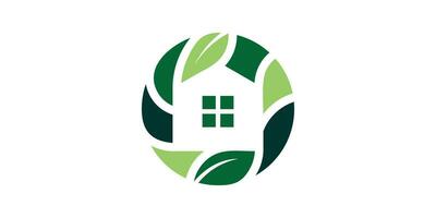 logo design combination of house shape with organic leaves, icon, vector, symbol. vector