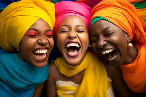 AI generated african women smiling together diversity concept with Generative AI photo