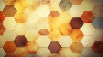 AI generated Stunning and vibrant geometric abstract background with hexagonal elements in warm color tones photo