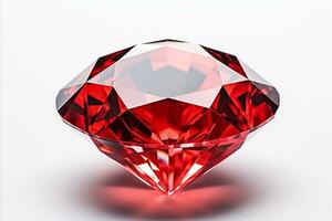 AI generated Shining red diamond isolated on white background for jewelry designs and luxury concepts photo