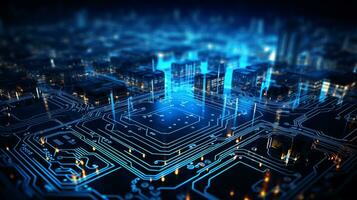 AI generated High resolution clear empty space background with futuristic cybernetic circuit design photo