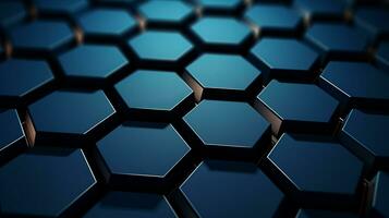 ai generado azul hexagonal geométrico resumen antecedentes con elegante elementos en vibrante sombras de azul foto