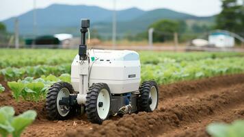 AI generated Robotic technology optimizing agricultural field operations for increased productivity photo