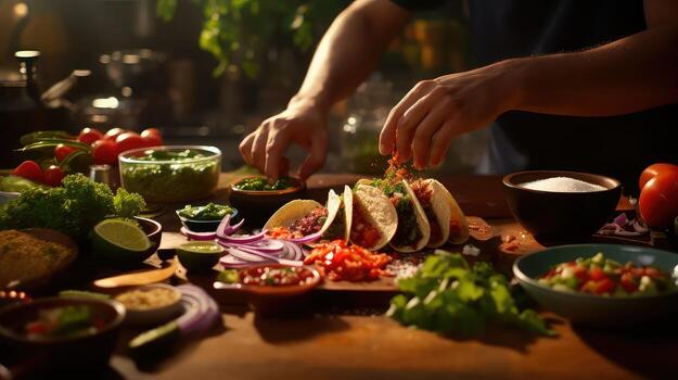 ai generado mexicano salsa taco comida foto